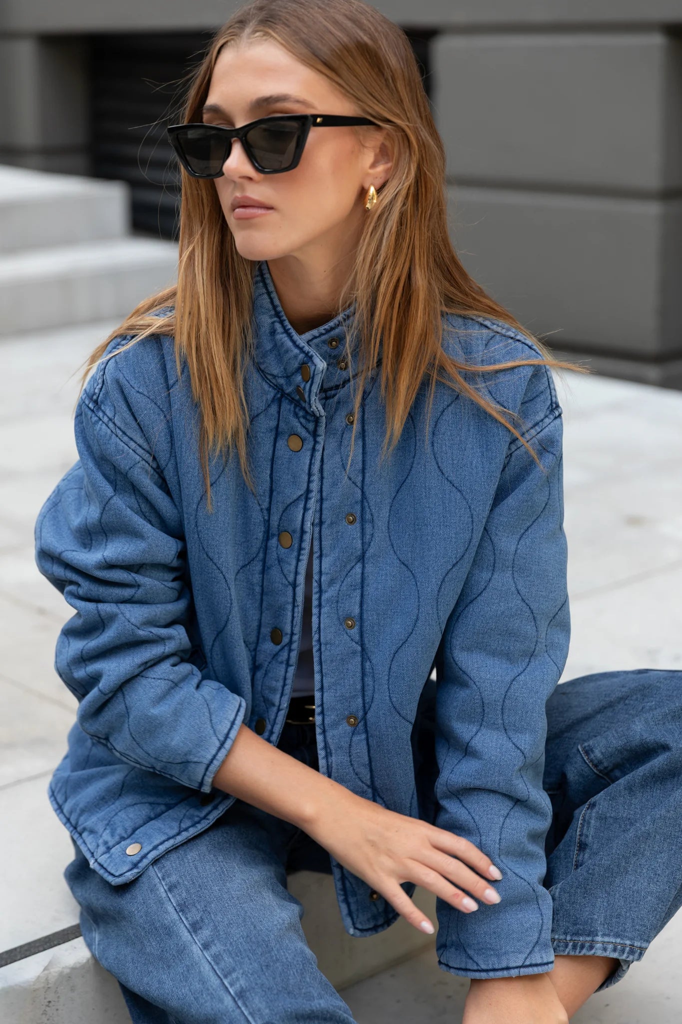 Apex Collared Quilted Jacket - Storm Blue