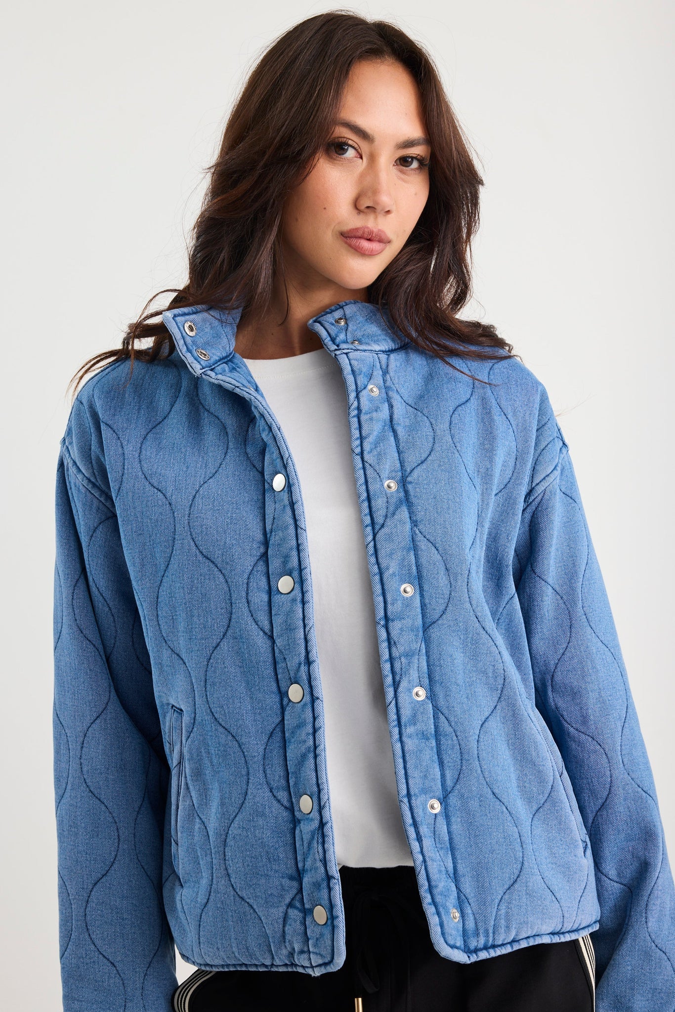 Apex Collared Quilted Jacket - Storm Blue