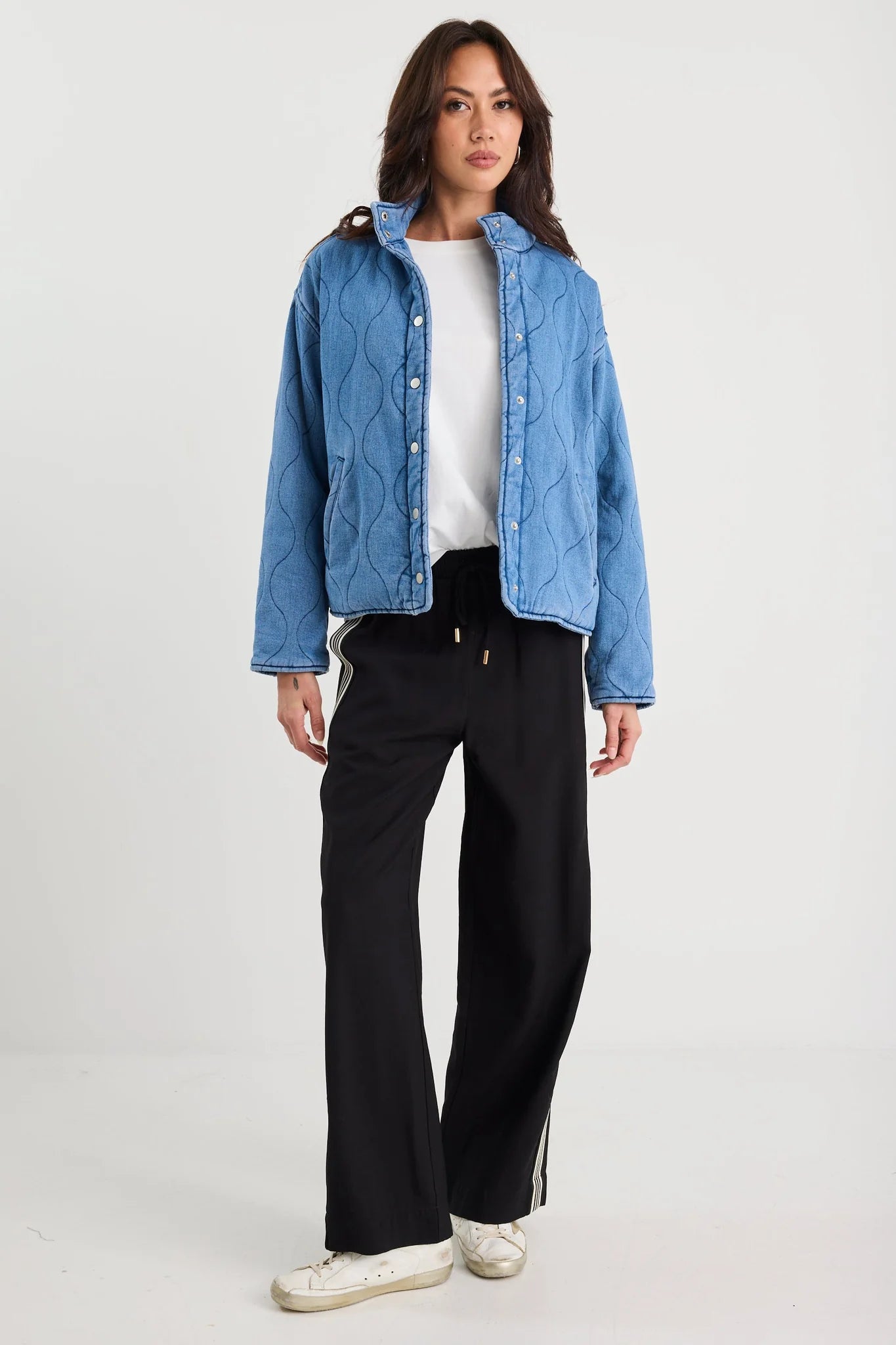 Apex Collared Quilted Jacket - Storm Blue