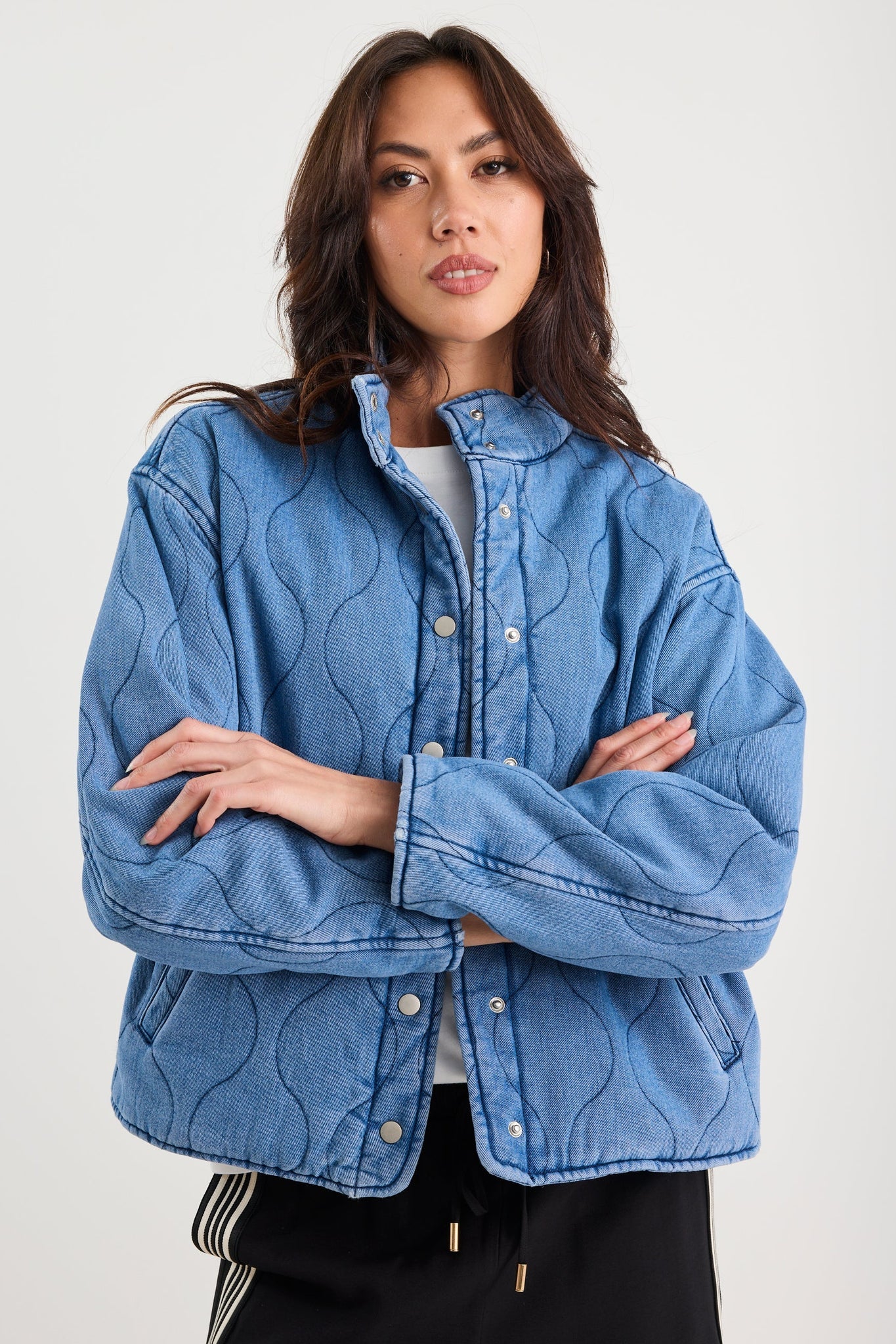 Apex Collared Quilted Jacket - Storm Blue