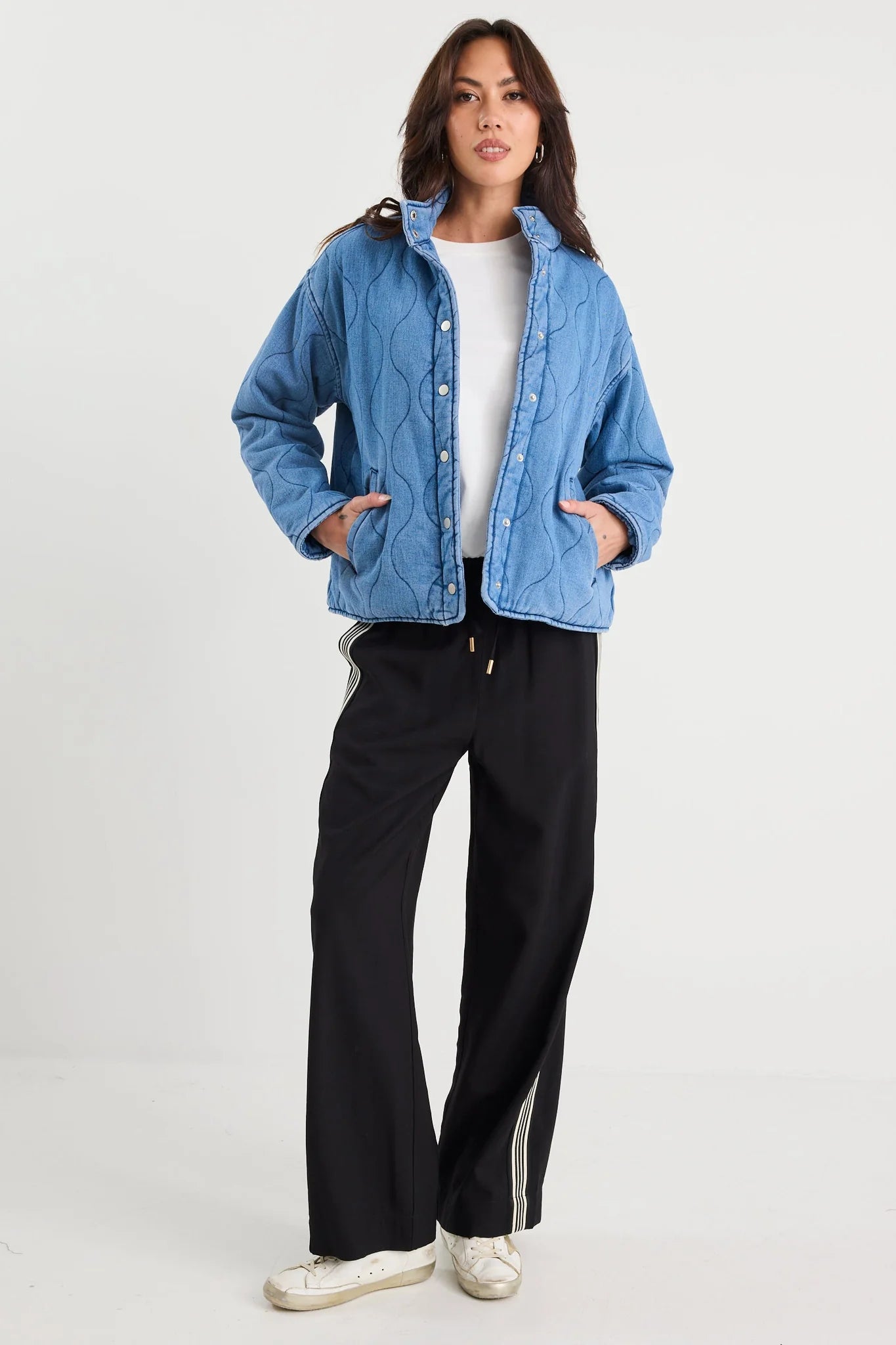 Apex Collared Quilted Jacket - Storm Blue
