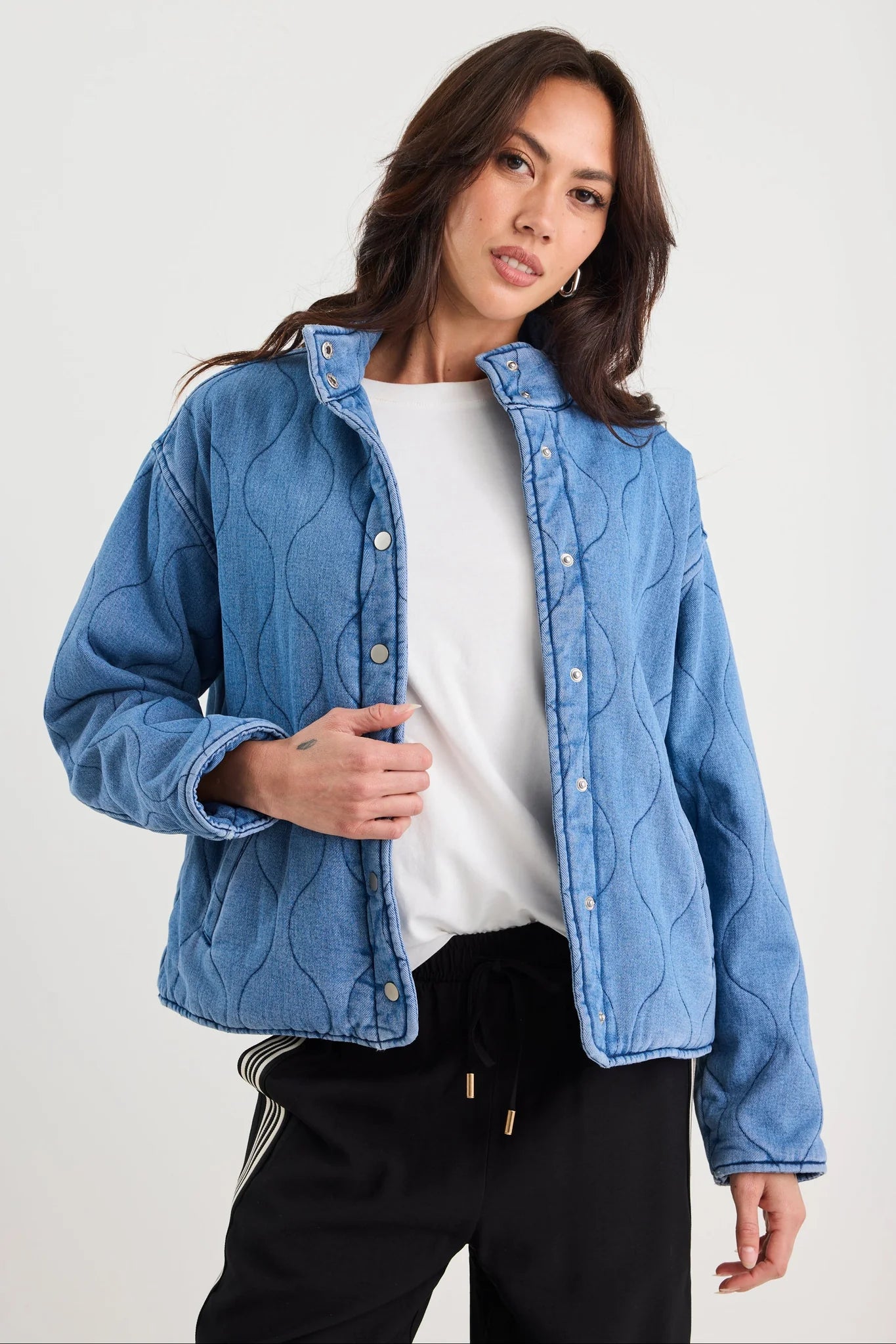 Apex Collared Quilted Jacket - Storm Blue