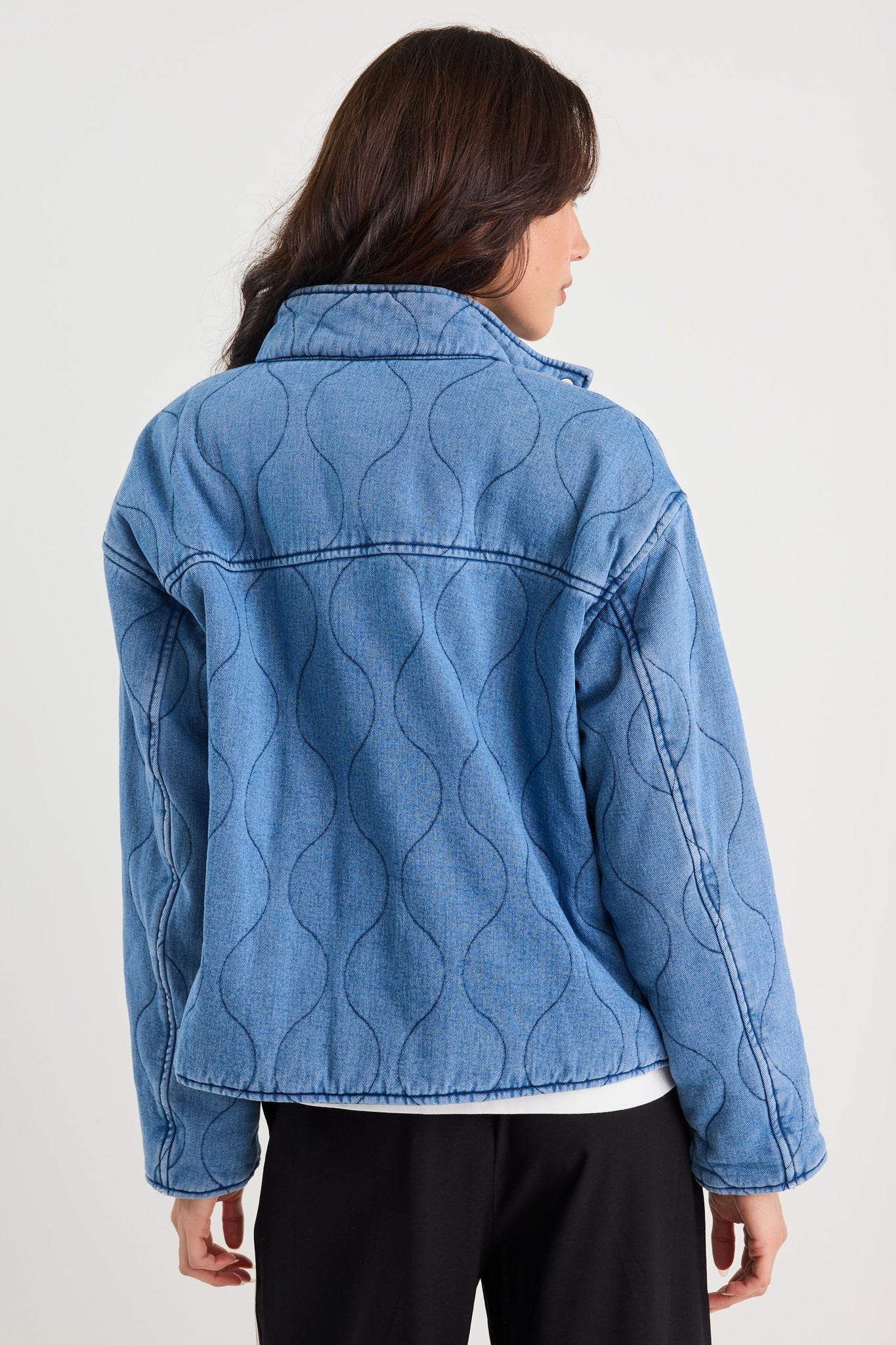 Apex Collared Quilted Jacket - Storm Blue