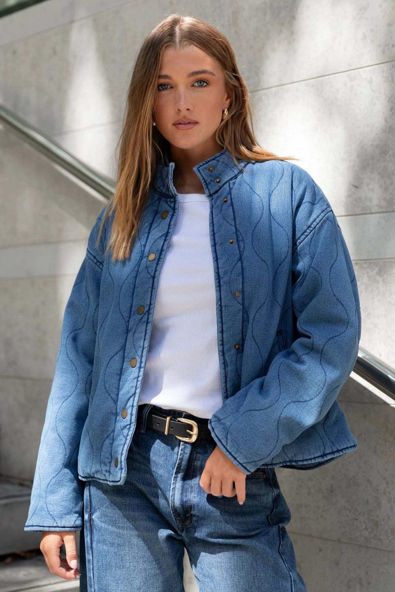 Apex Collared Quilted Jacket - Storm Blue