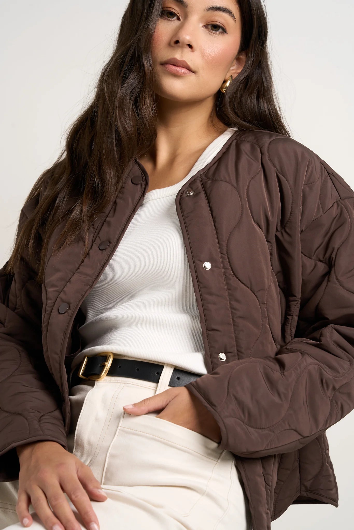 Apex Collarless Puffer - Chocolate