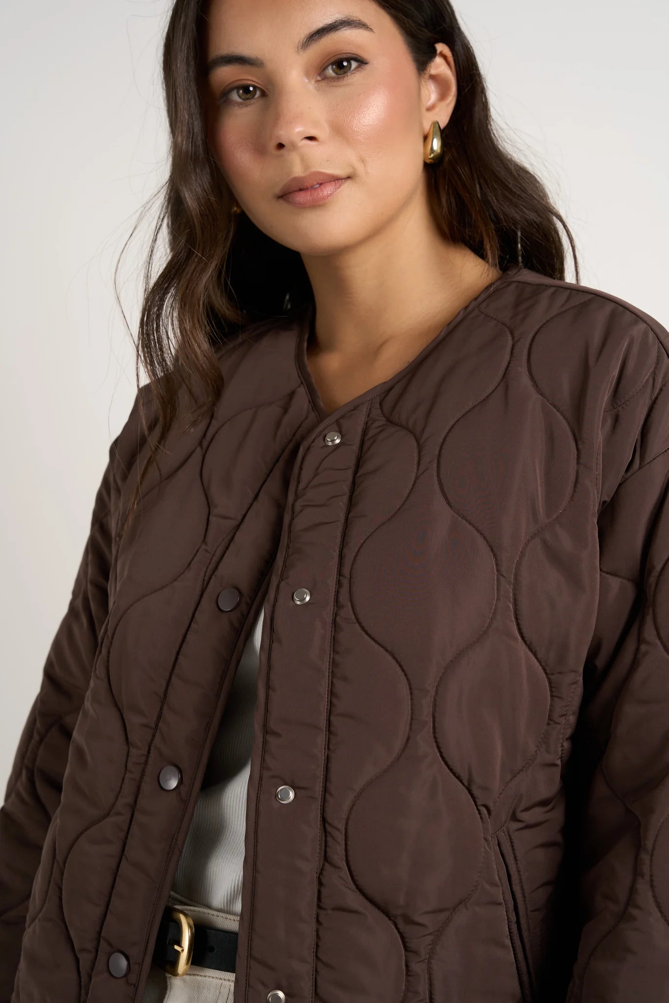 Apex Collarless Puffer - Chocolate