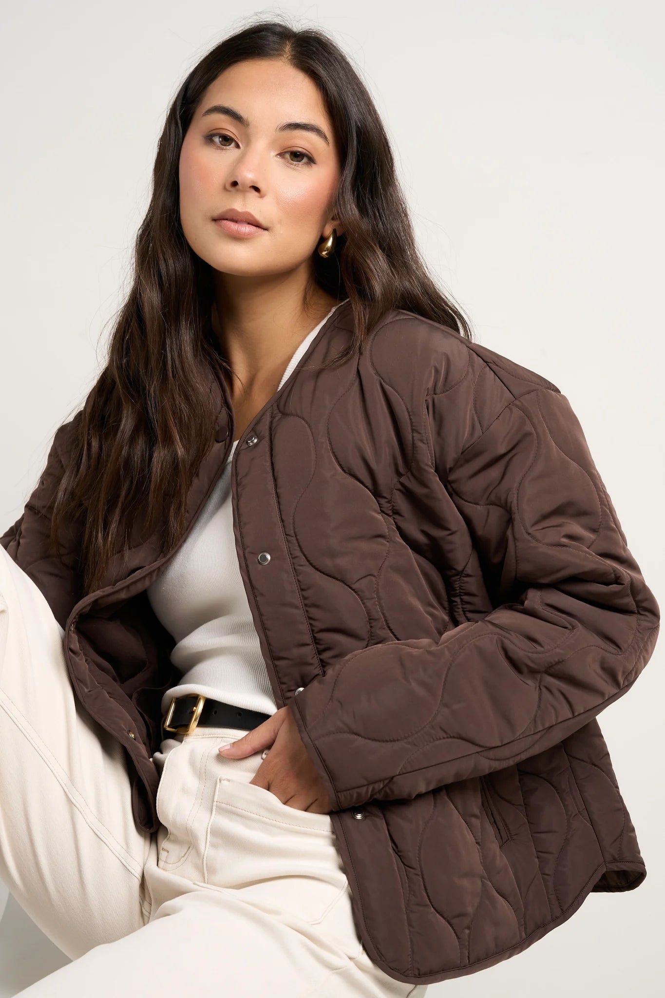 Apex Collarless Puffer - Chocolate