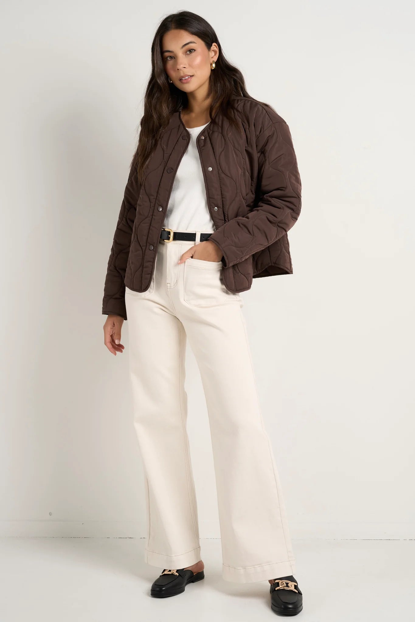 Apex Collarless Puffer - Chocolate