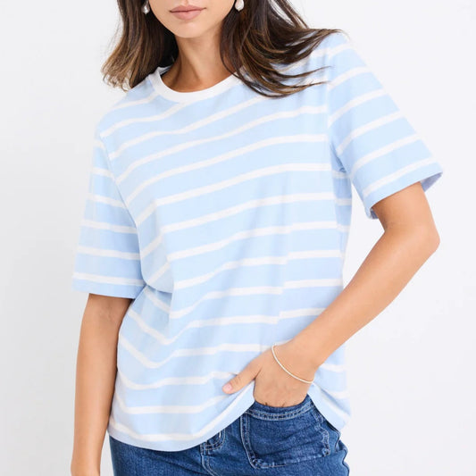 Binding Tee - Pale Blue/ White Stripe