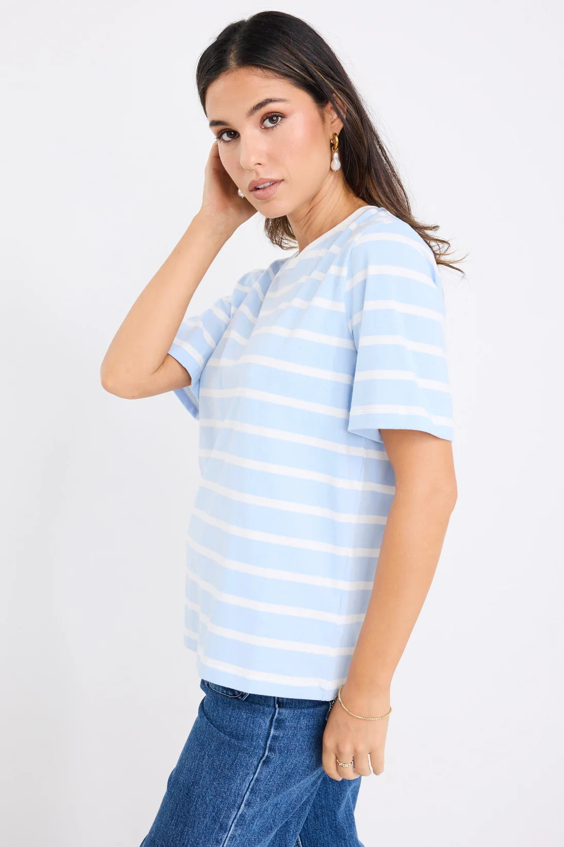 Binding Tee - Pale Blue/ White Stripe