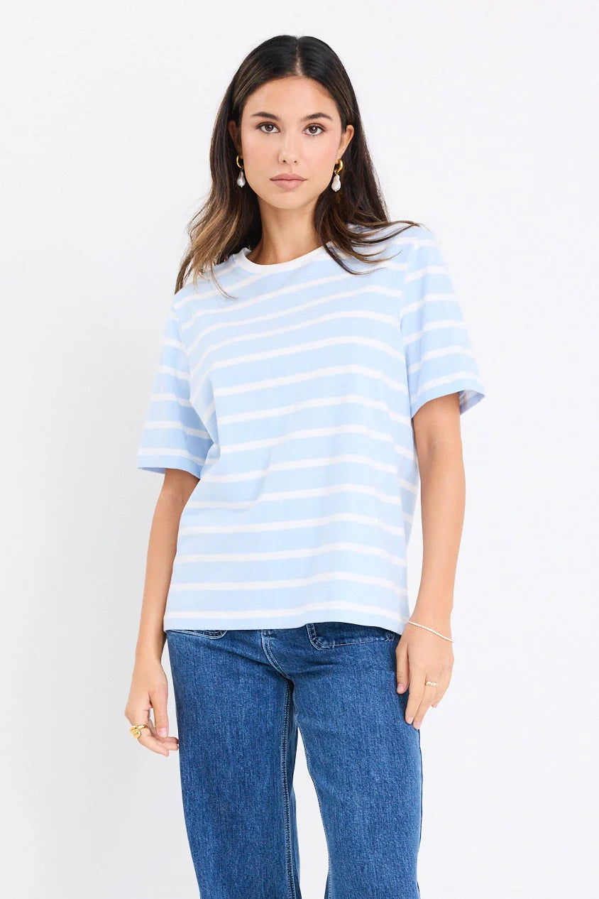 Binding Tee - Pale Blue/ White Stripe