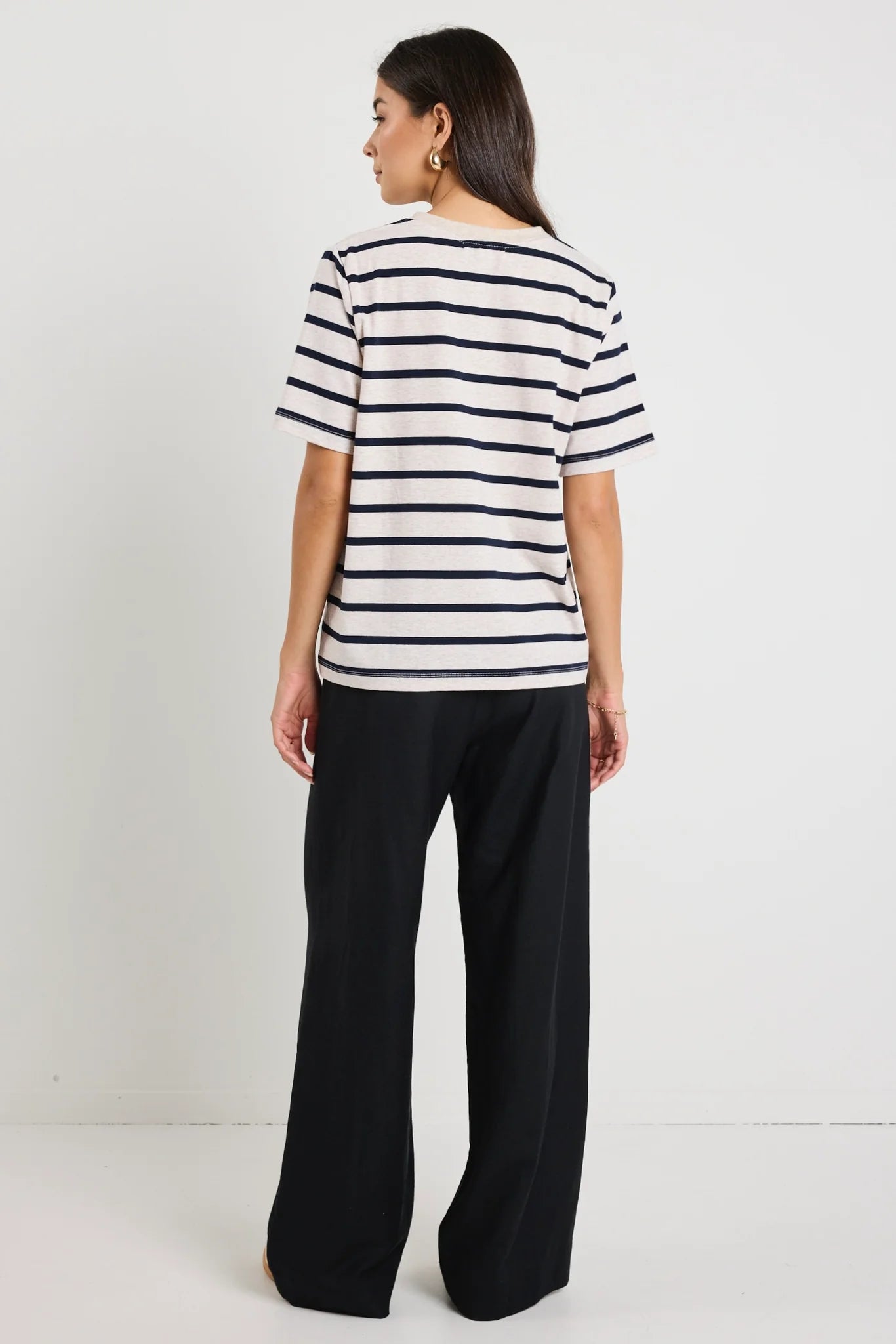 Binding Tee - Ecru/Navy Stripe