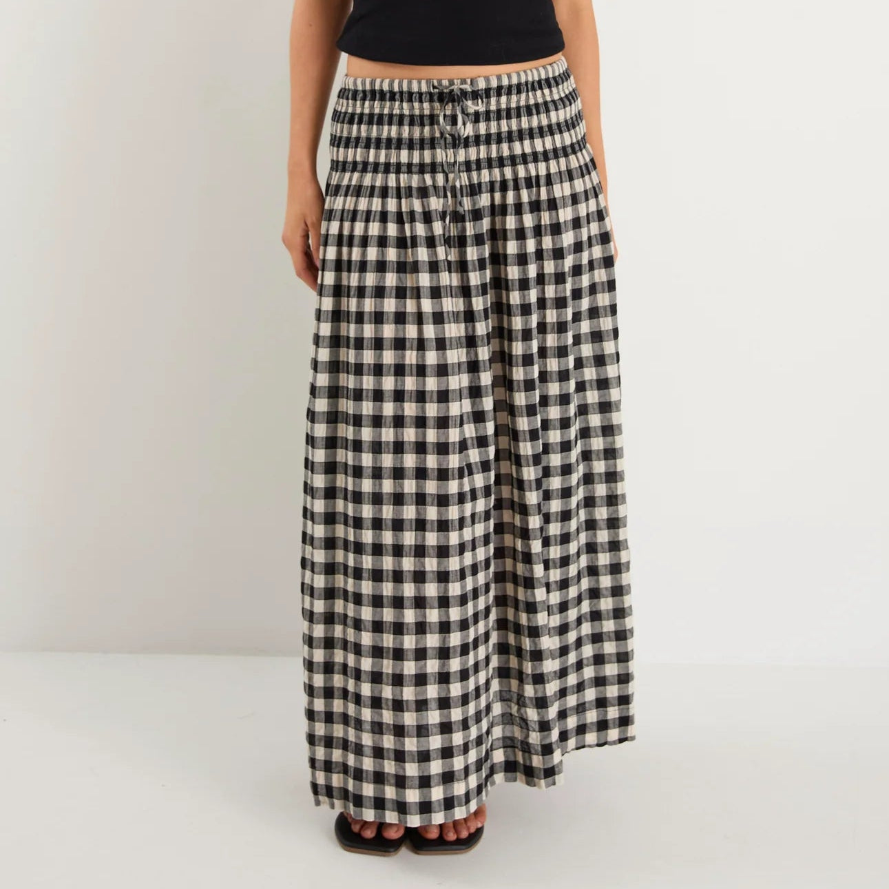 Cheerful Maxi Skirt - Black Gingham