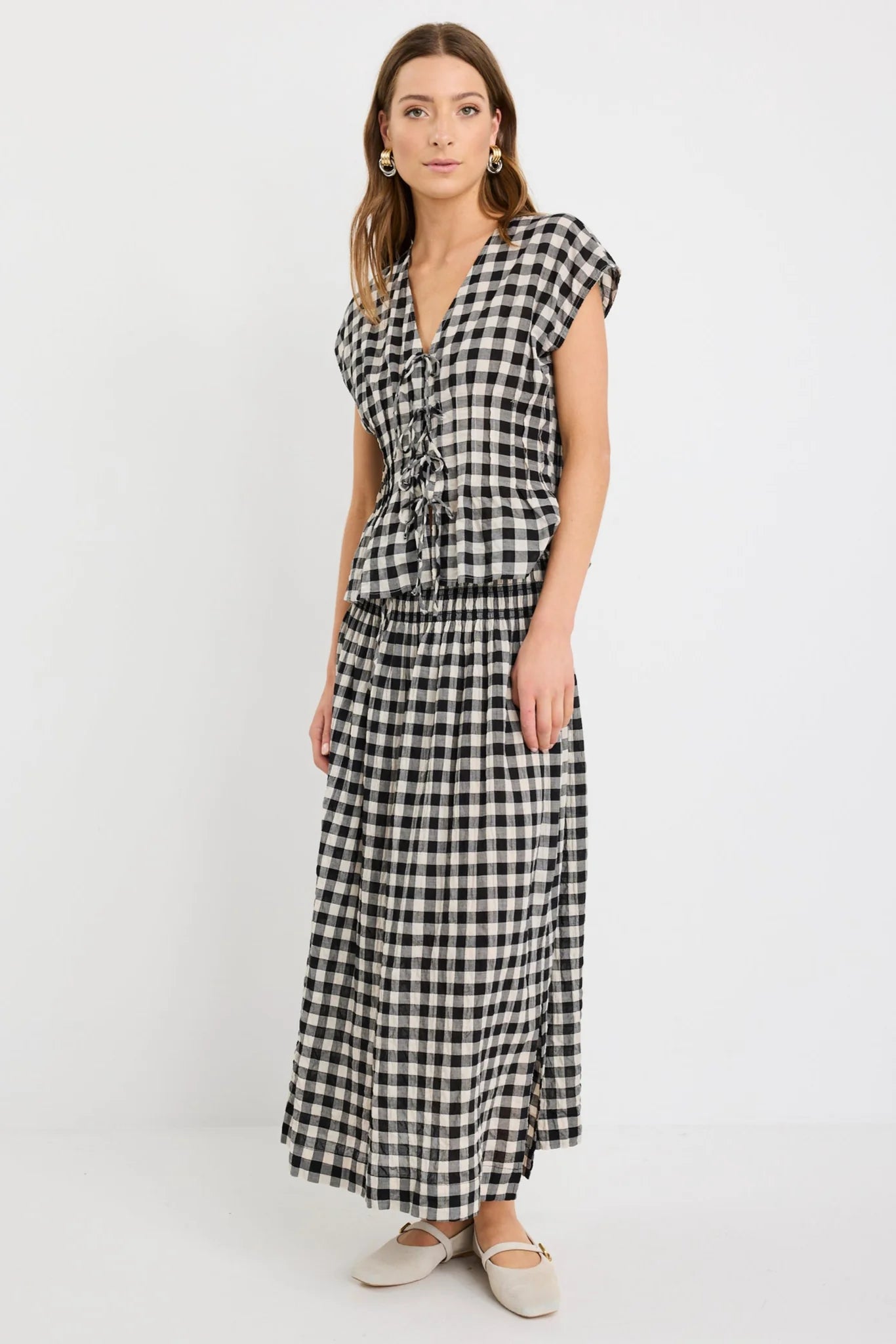 Cheerful Maxi Skirt - Black Gingham