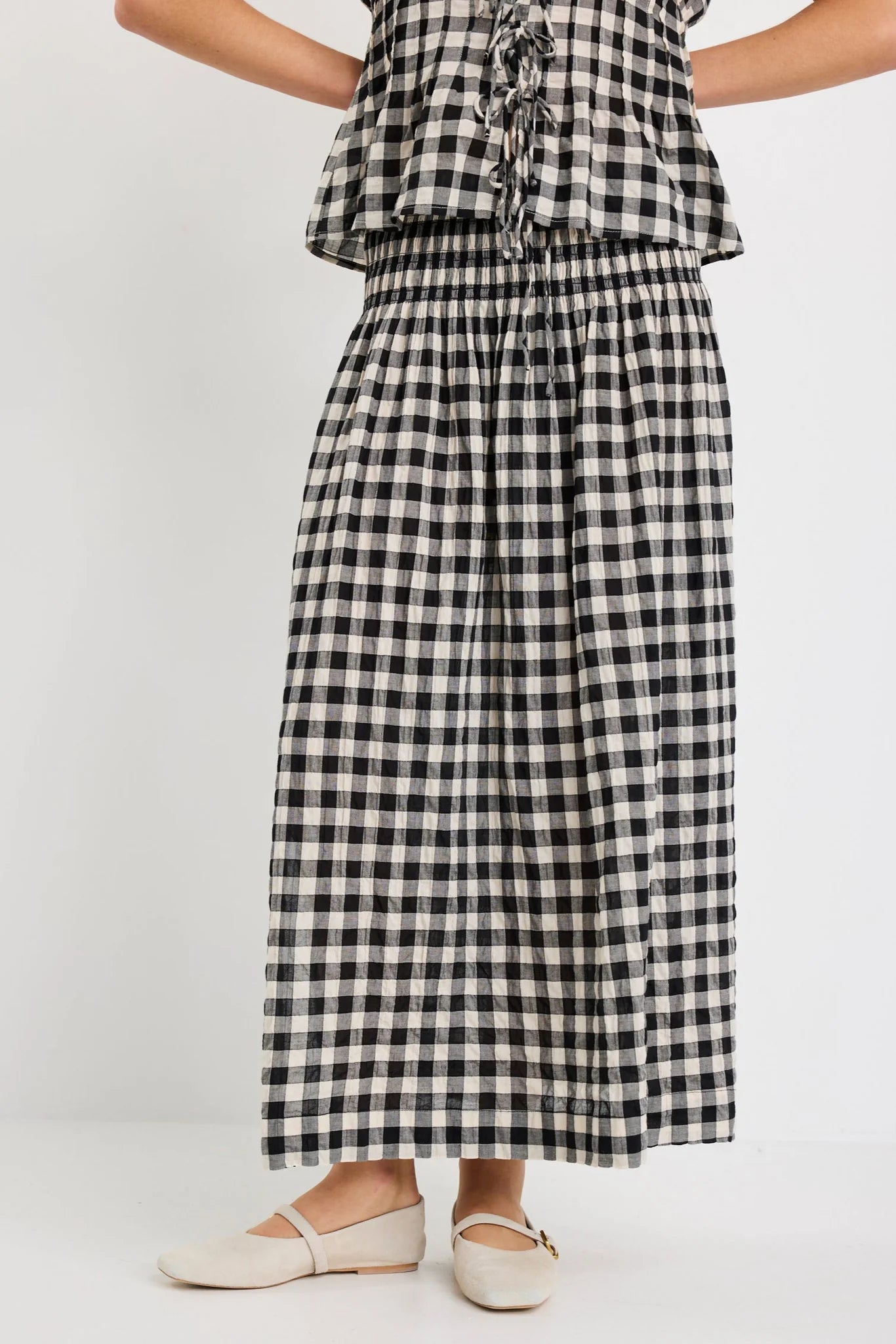 Cheerful Maxi Skirt - Black Gingham