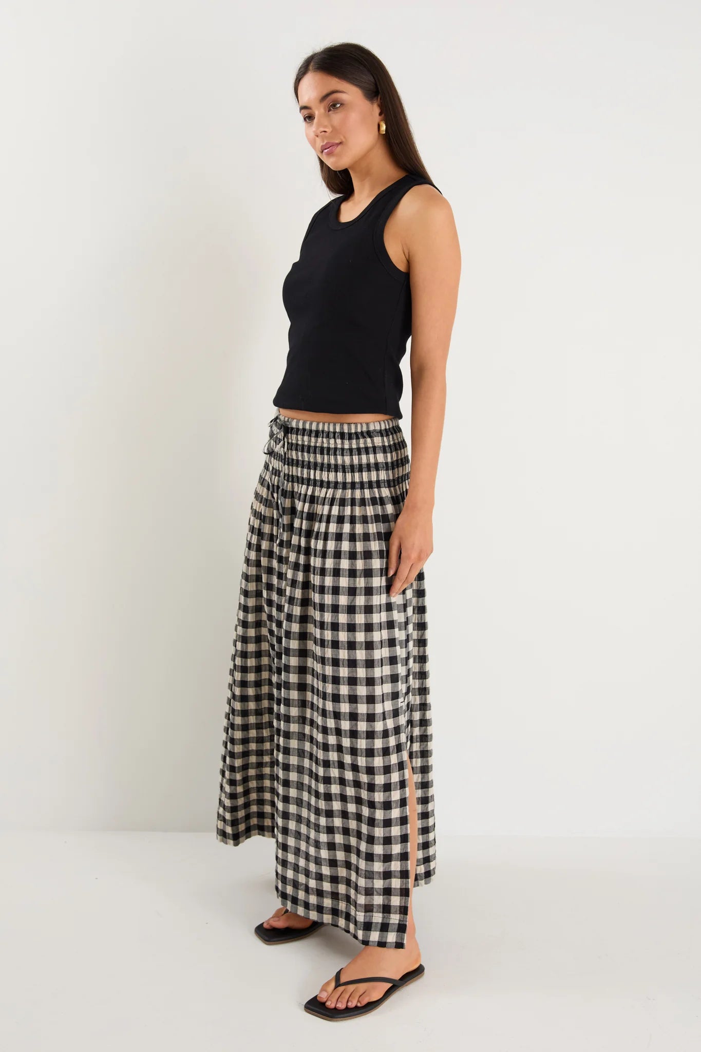 Cheerful Maxi Skirt - Black Gingham