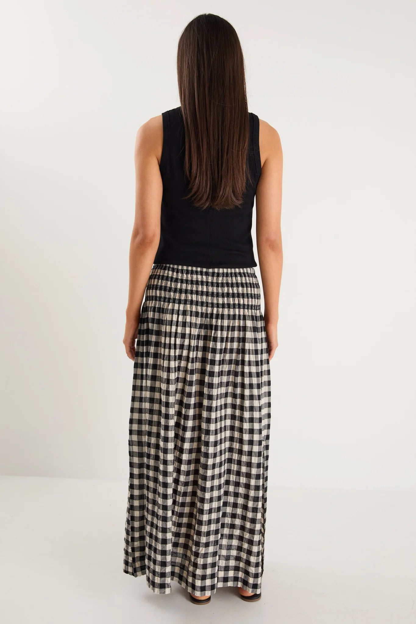 Cheerful Maxi Skirt - Black Gingham