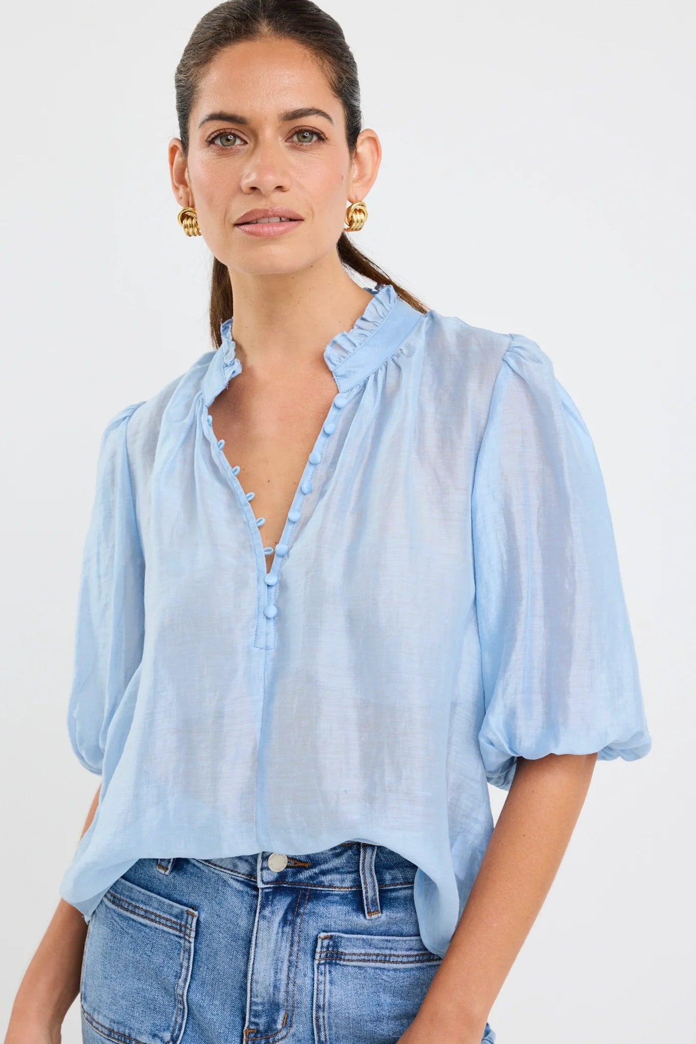 Closure Blouse - Pale Blue