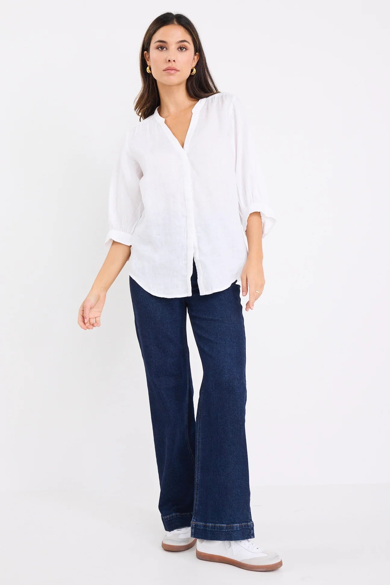 Deity Linen Blouse - White