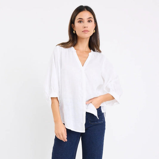 Deity Linen Blouse - White