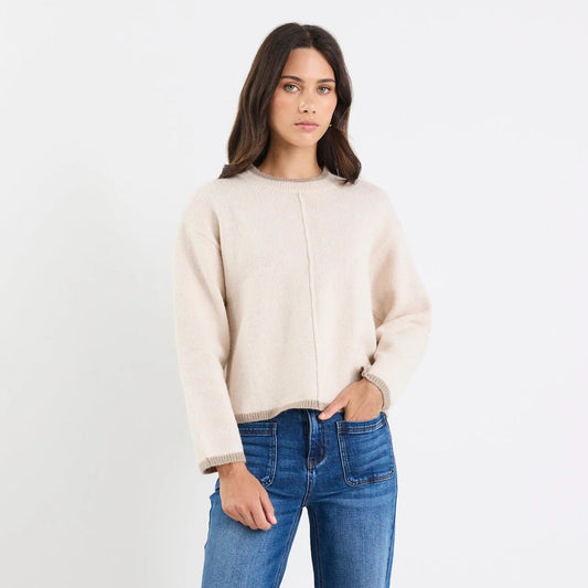 Edge Mock Neck Jumper - Ivory