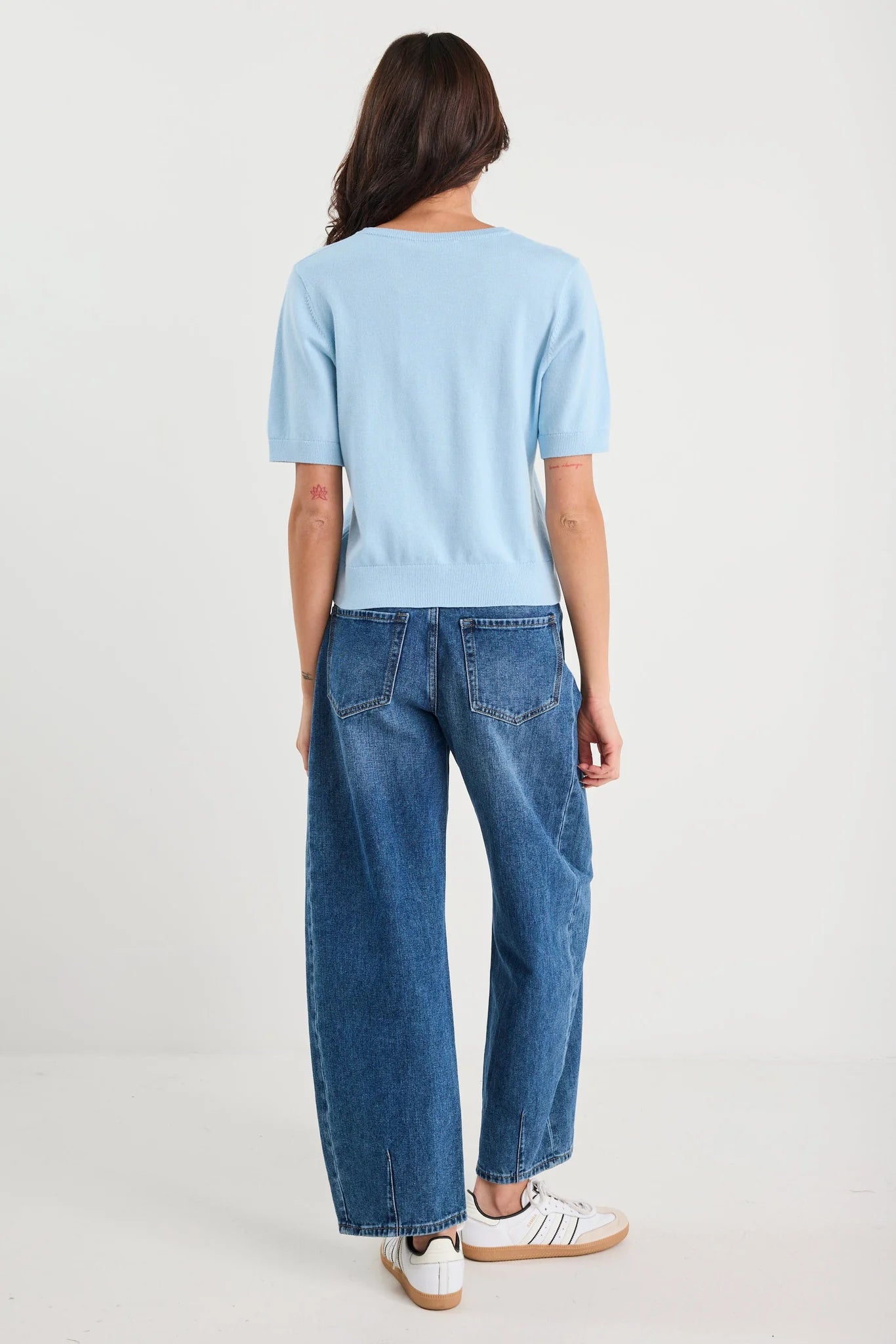 Edition Cashmere Blend Knit Tee - Sky Blue