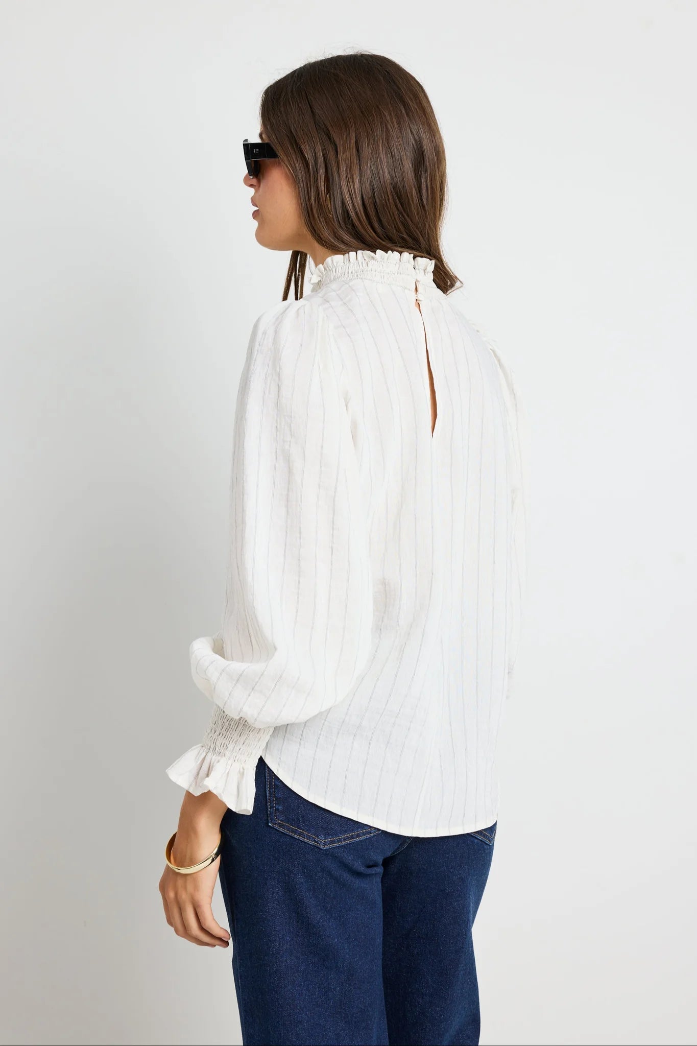 Emphatic Ivory Stripe High Neck Top - Ivory Stripe