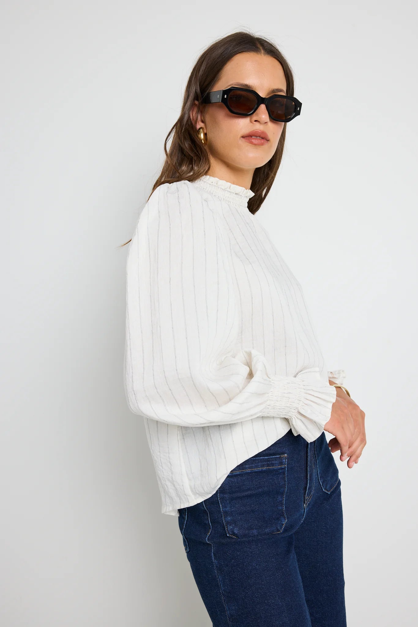Emphatic Ivory Stripe High Neck Top - Ivory Stripe