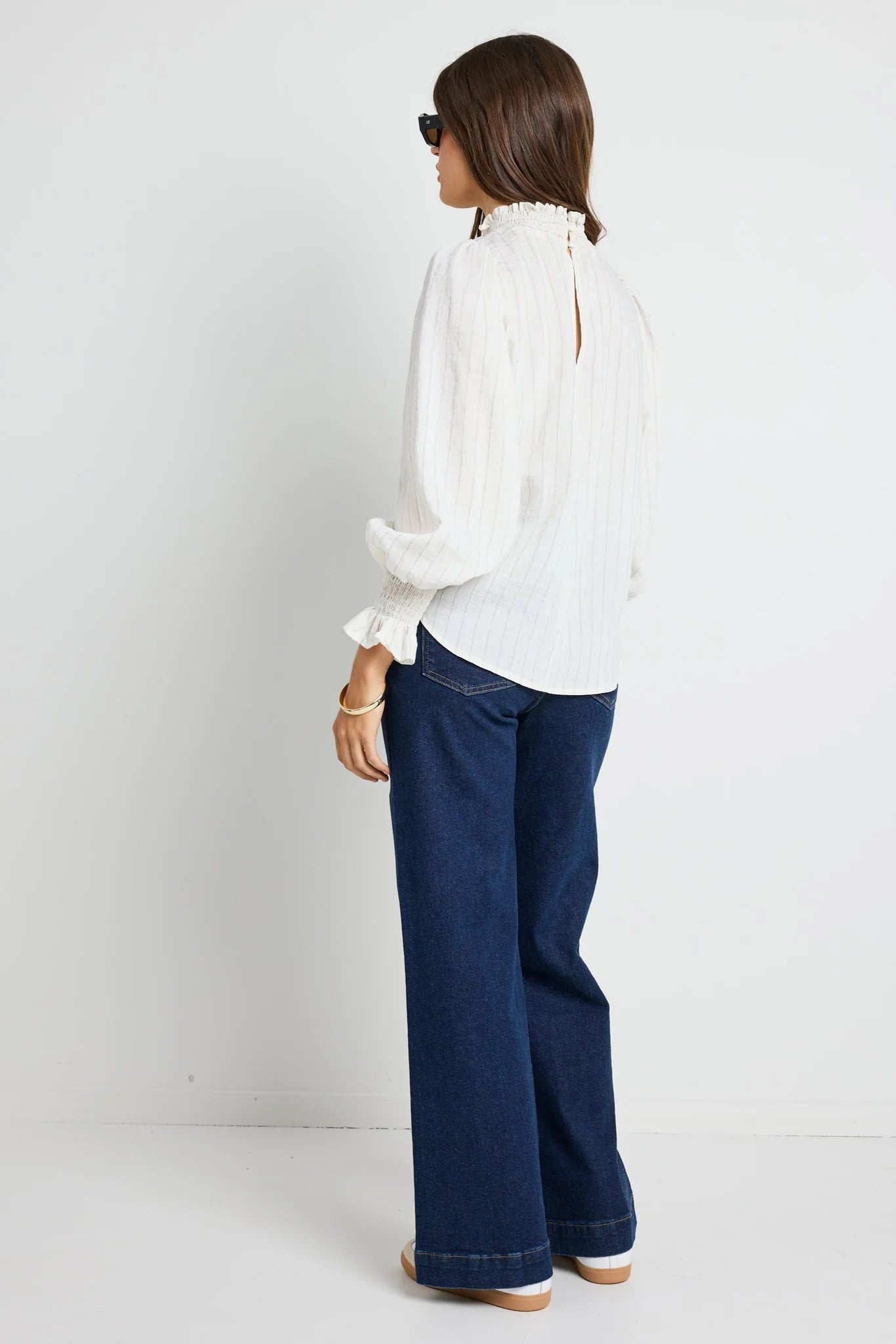 Emphatic Ivory Stripe High Neck Top - Ivory Stripe
