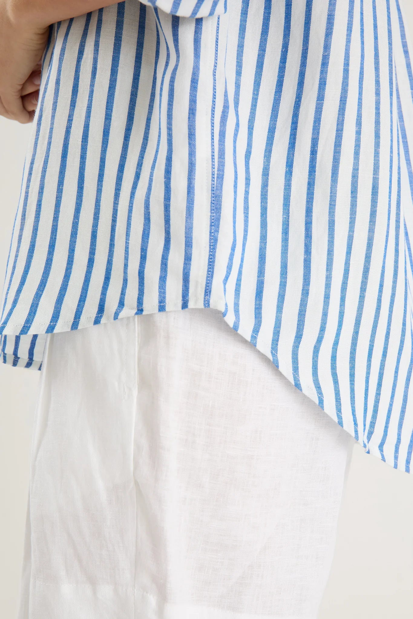 Exalted Linen Viscose Oversized Shirt - Blue Stripe