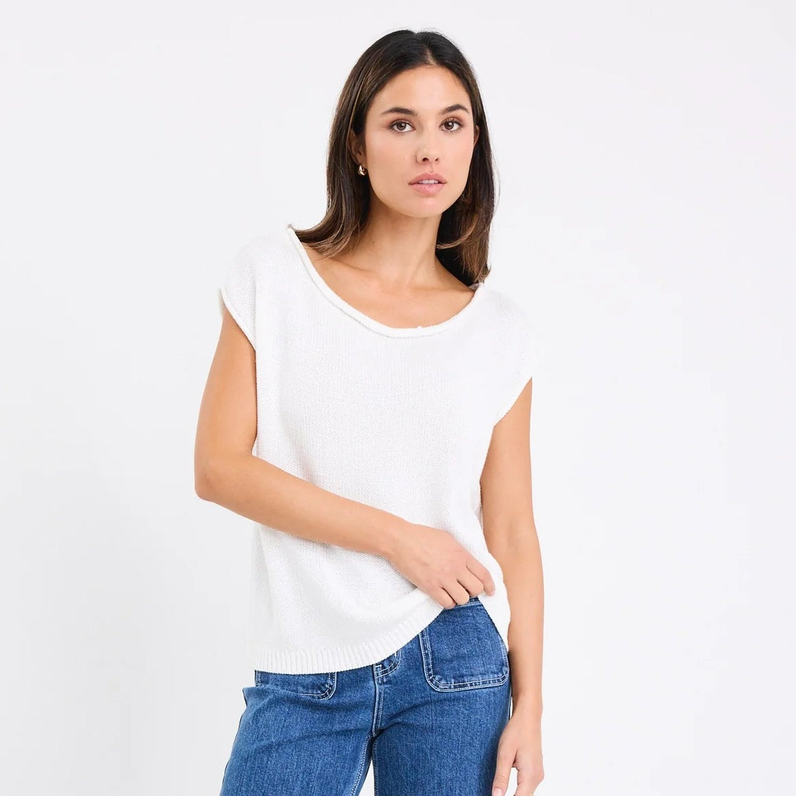 Fallow Off Shoulder Sleeveless Knit Top - Ivory