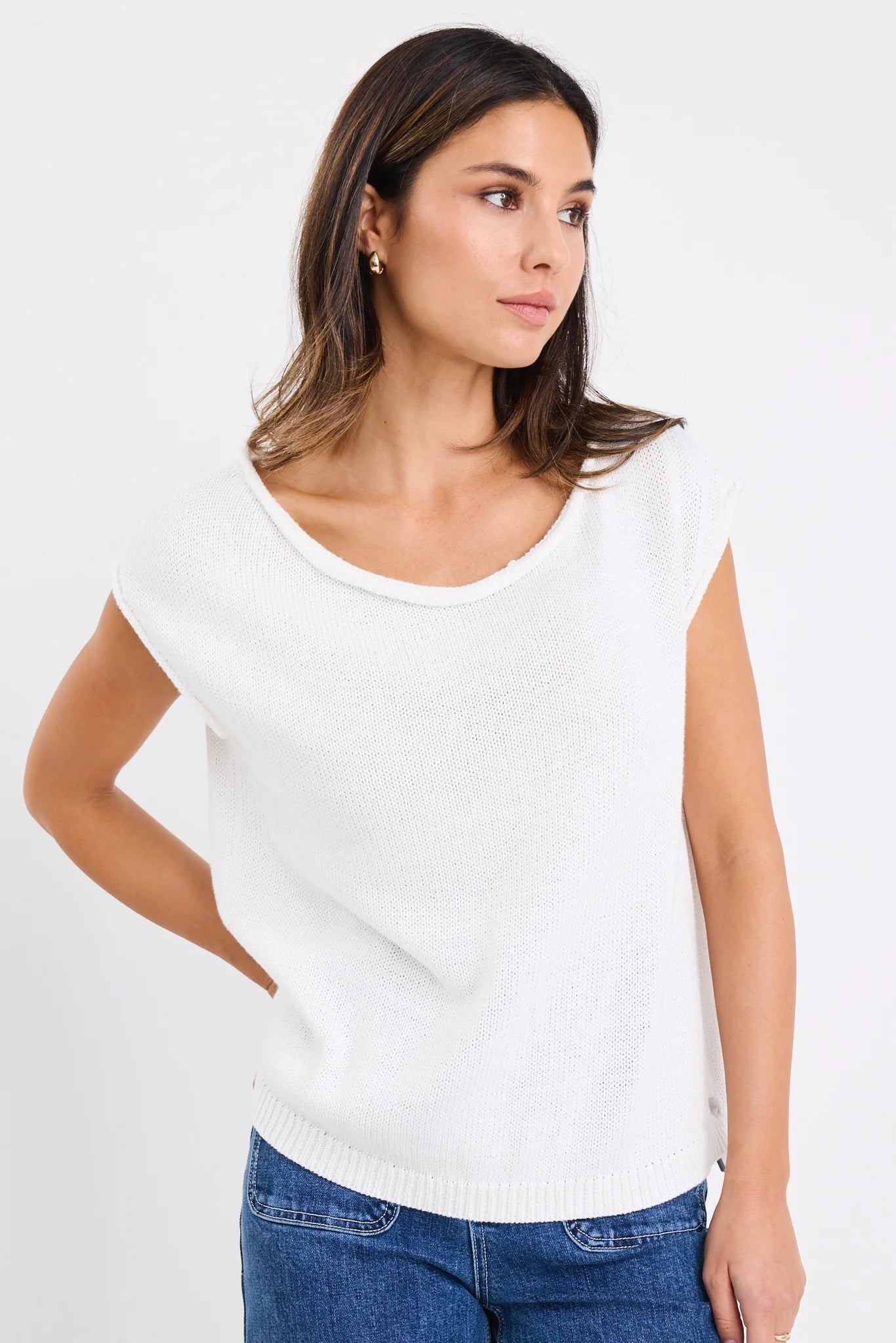 Fallow Off Shoulder Sleeveless Knit Top - Ivory