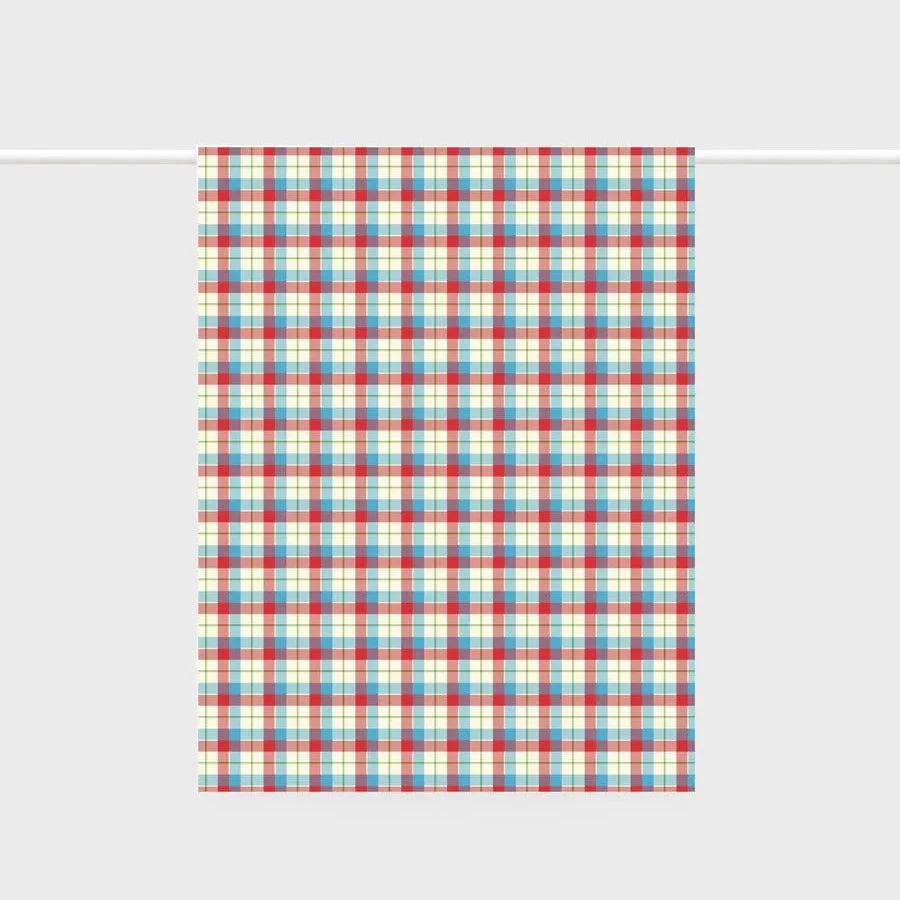 Tea Towel - Cherry & Blue Tartan