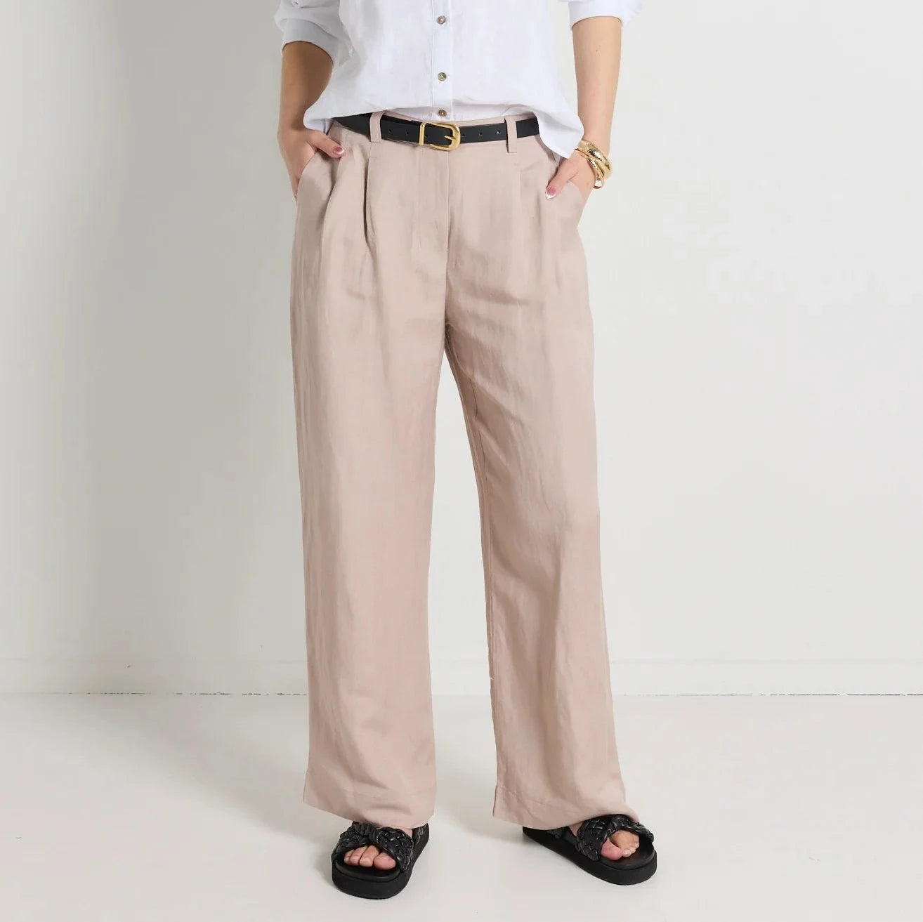 Fjord Mushroom Linen Blend Manstyle Pants