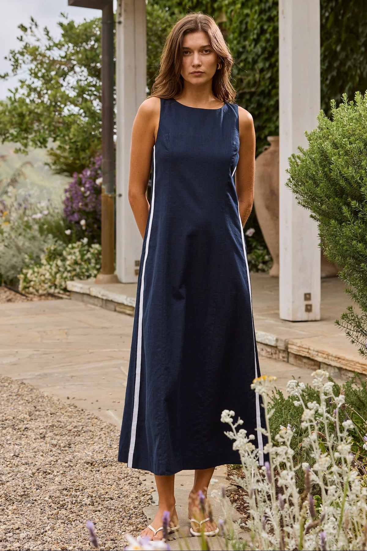 Ruby Flo Future Linen Blend Midi Dress - Ink – Ruby Six