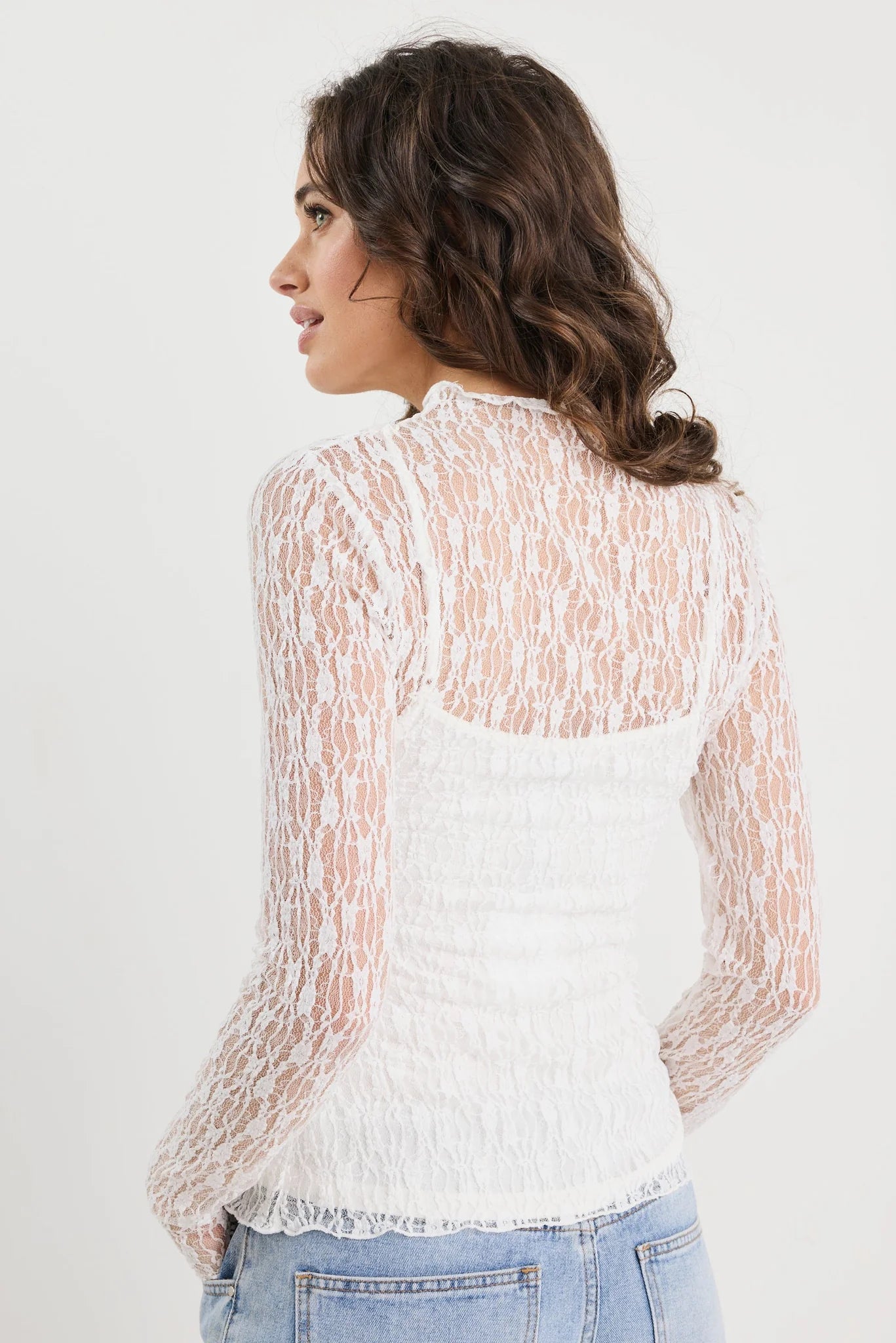 Giving Long Sleeve Lace Top - Ivory