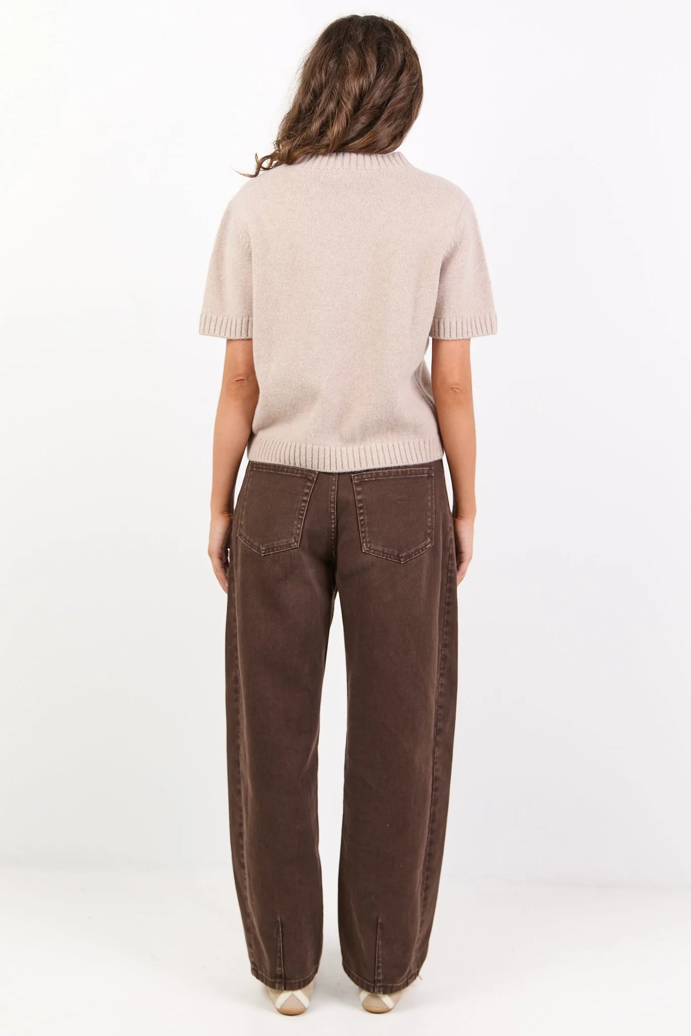 Goddess Wool/Cashmere Knit Tee - Oat