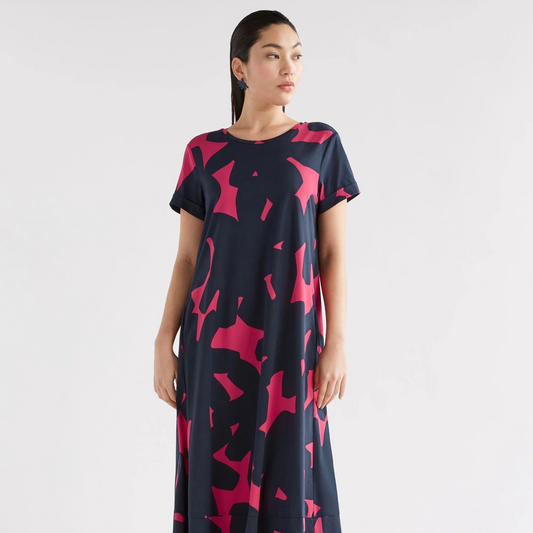 Haki Dress - Navy Tera Print