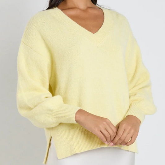 Harvest V Neck Knit Jumper - Butter
