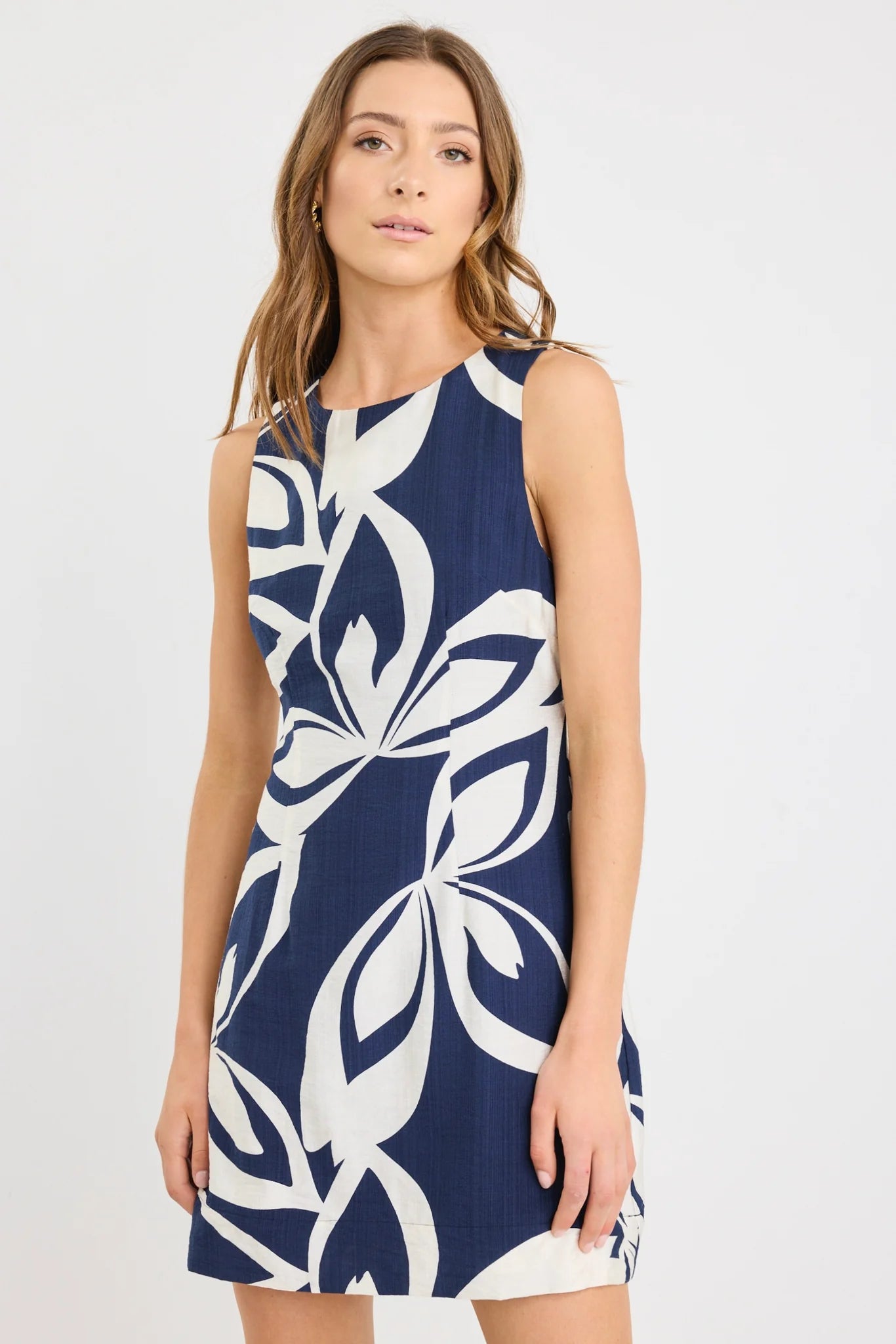 Holiday Mini Dress - Navy Cutout Print