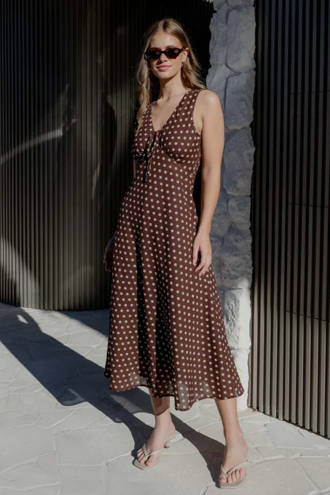 Infinity Midi Dress - Chocolate Polka Dot