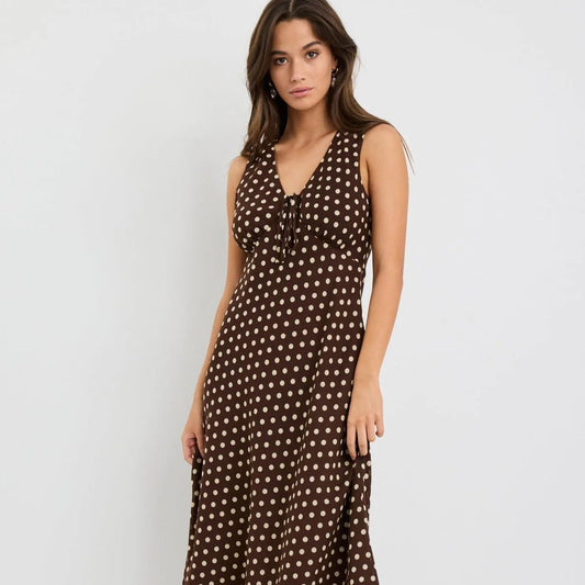 Infinity Midi Dress - Chocolate Polka Dot