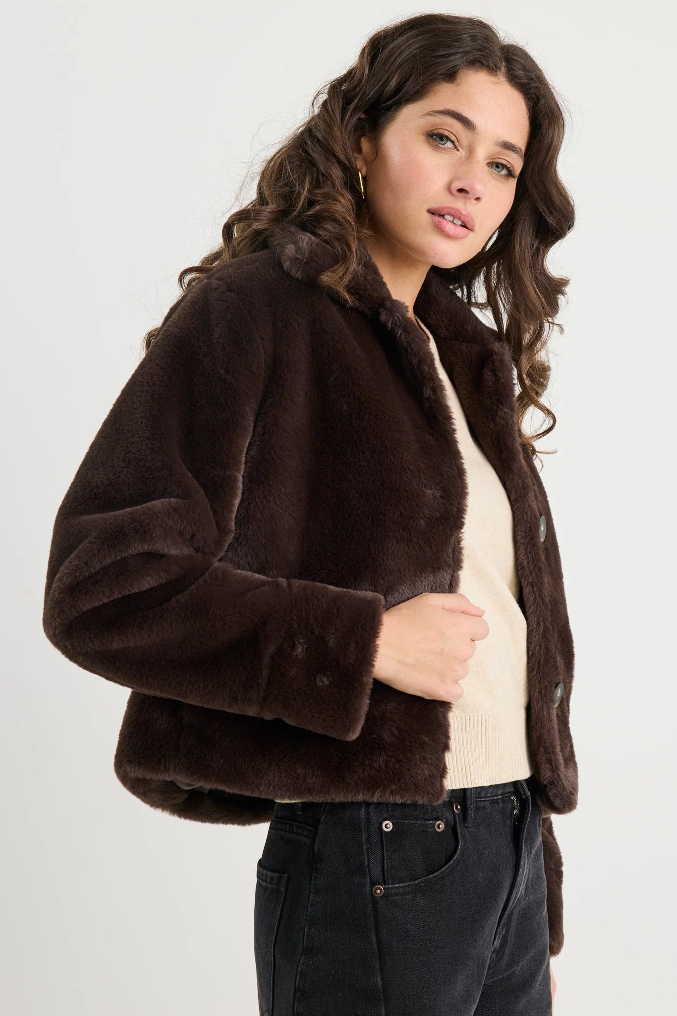 Lodge Faux Fur Jacket - Chocolate