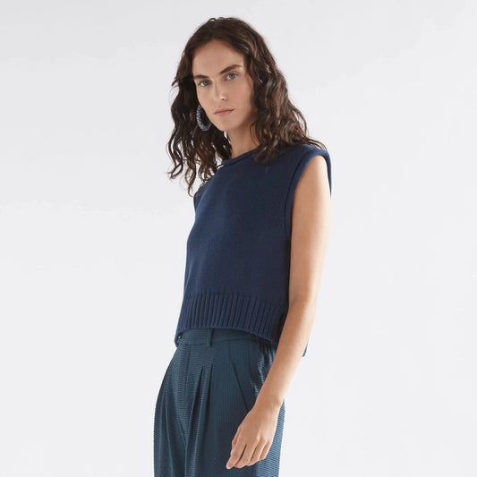 Lunel Knit Vest - Deep Sea Blue