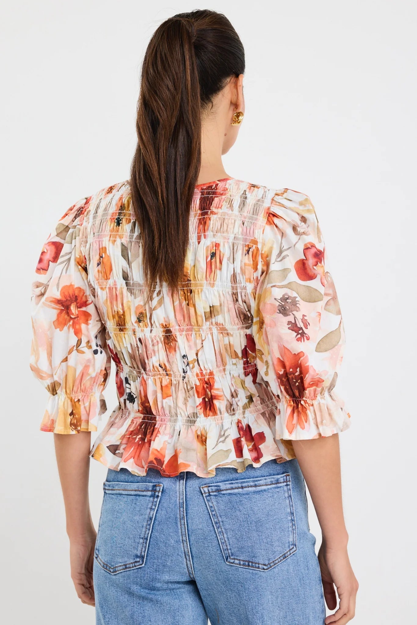 Melodic Sunrise Meadow Shirred Top