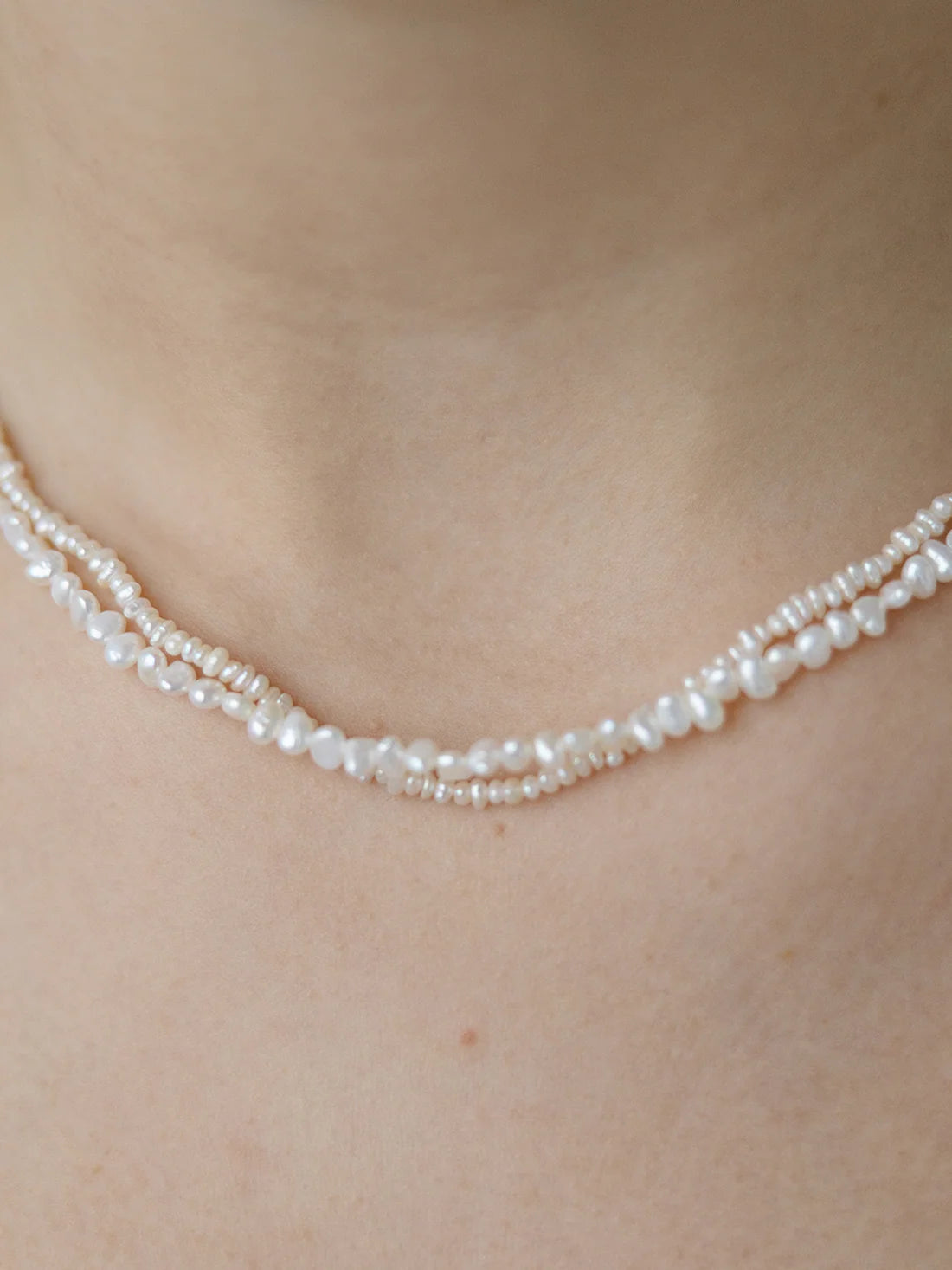 Micro Pearl Necklace - Gold