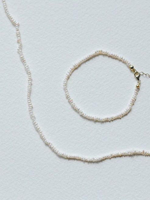Micro Pearl Necklace - Gold