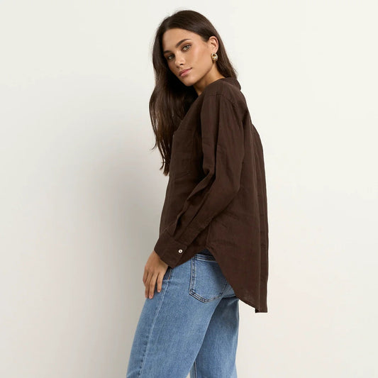 Optimum Linen Shirt - Chocolate