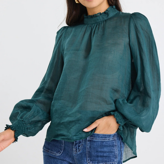 Poet Sheer Top - Forest