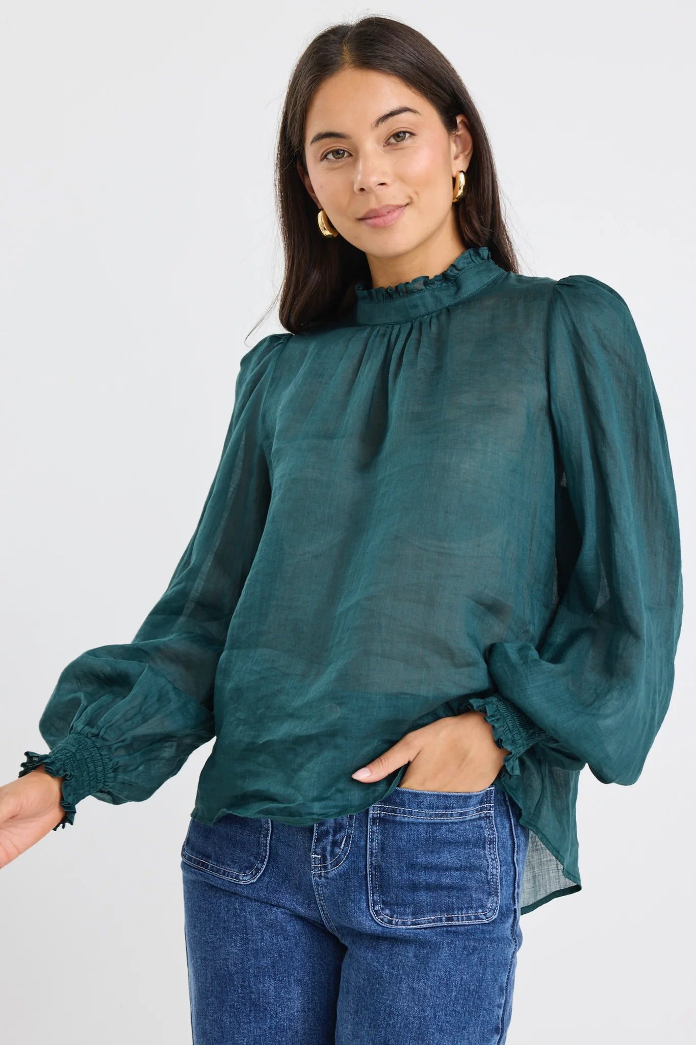 Poet Sheer Top - Forest